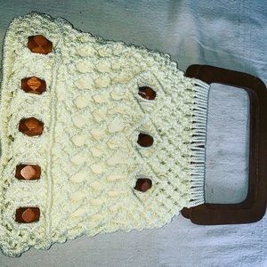 Handmade Macrame Summer Purse with wooden handle!